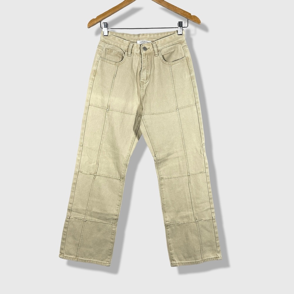 Sweet Little Peaches Straight Leg Jeans Womens S Tan Boho Western Streetwear‎